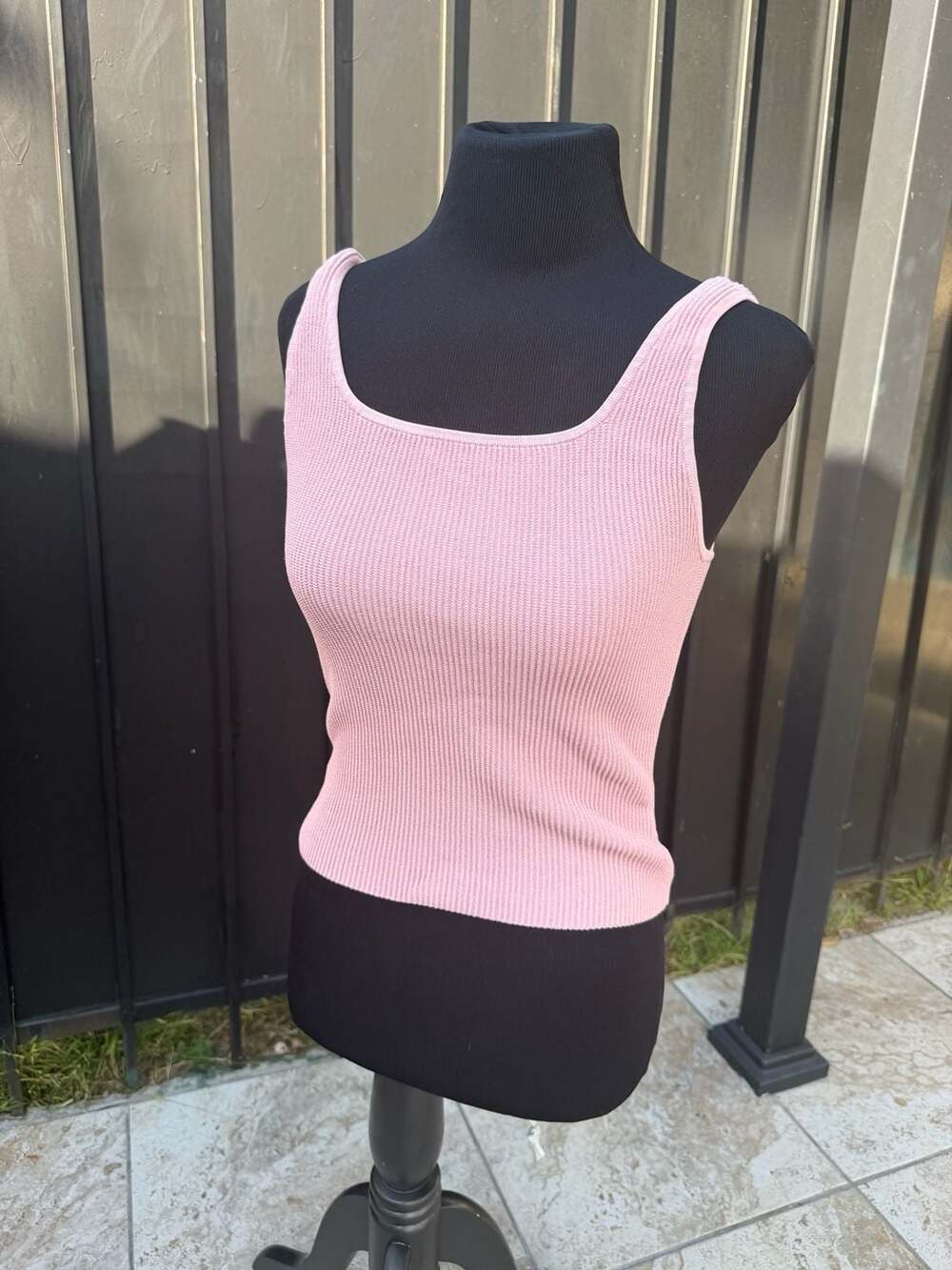 Aritiza Babaton Ribbed Square-Neck Tank Top in Pink